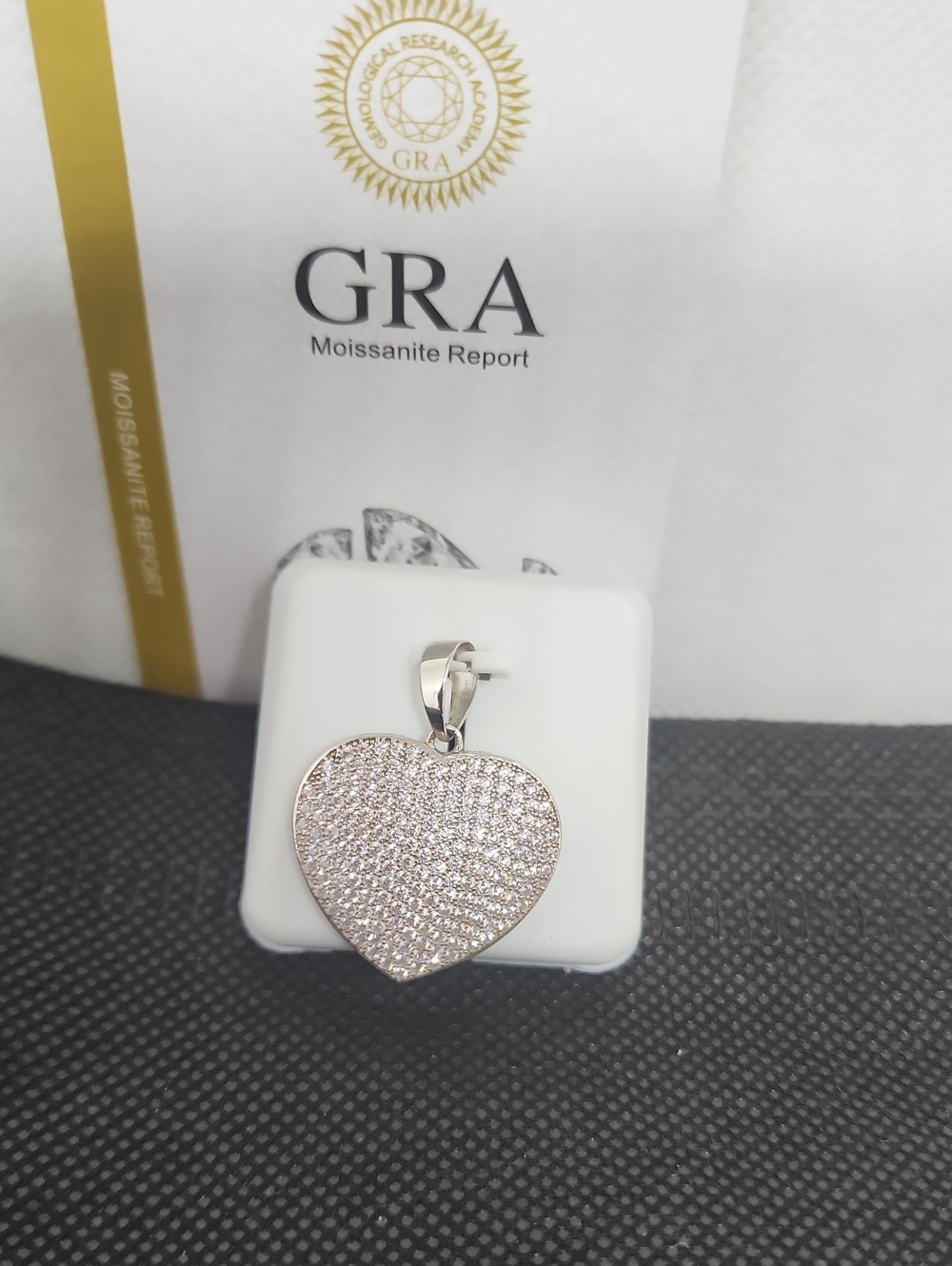 Heart Pavé Moissanite Pendant in White